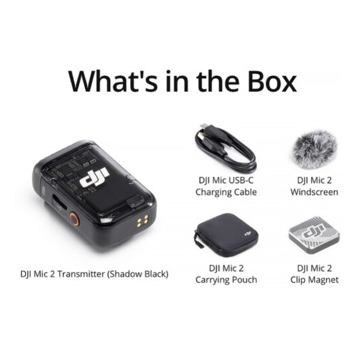 DJI Mic 2 Clip-On TransmitterRecorder with Built-In Microphone (2.4 GHz, Shadow Black) - Image 3