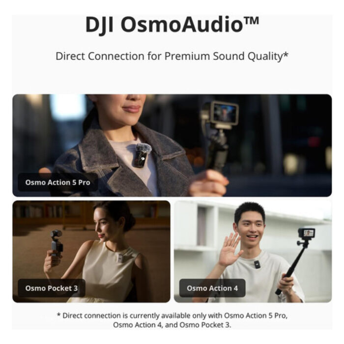 DJI Mic 2 Clip-On TransmitterRecorder with Built-In Microphone (2.4 GHz, Shadow Black) - Image 2
